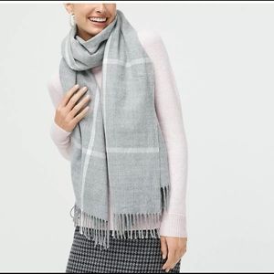 NWT J. Crew Gray Plaid Scarf